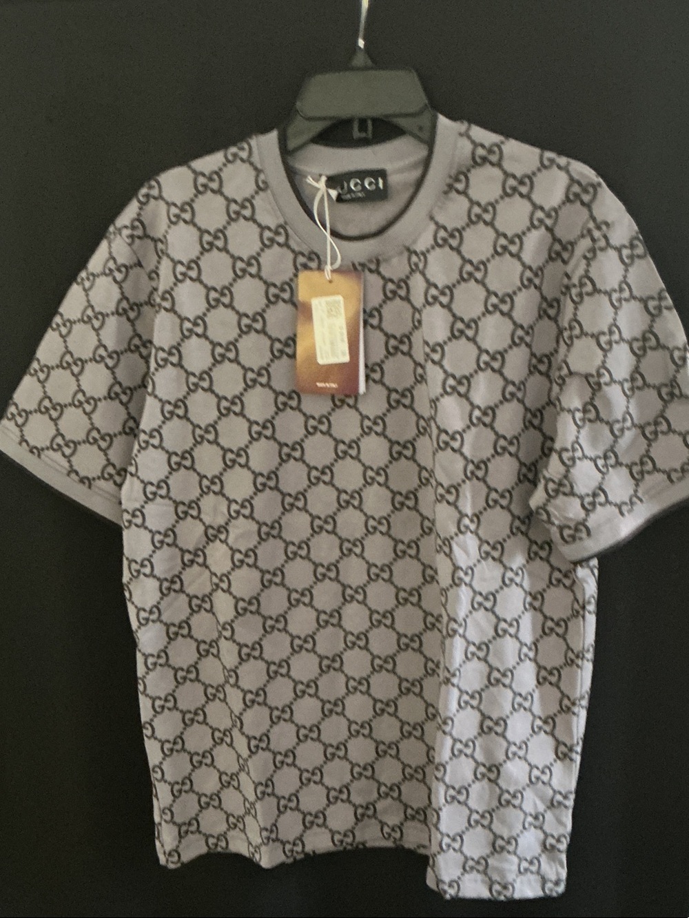 Gucci Men’s Light Gray Allover GG Short-Sleeve Tee